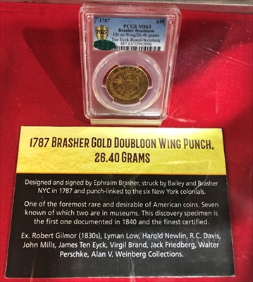 1787 Brasher Gold Doubloon Wing Punch, 26.40 Grams